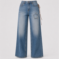 Women's Blue Mid-Rise Straight Fit Cotton Jeans