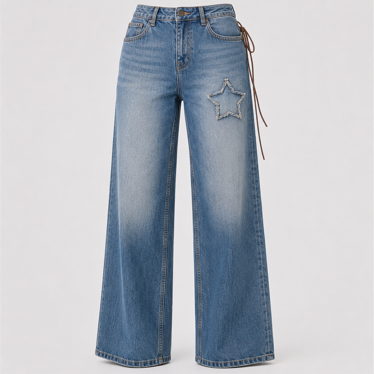 Women's Blue Mid-Rise Straight Fit Cotton Jeans