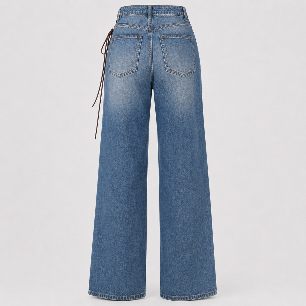 Women's Blue Mid-Rise Straight Fit Cotton Jeans