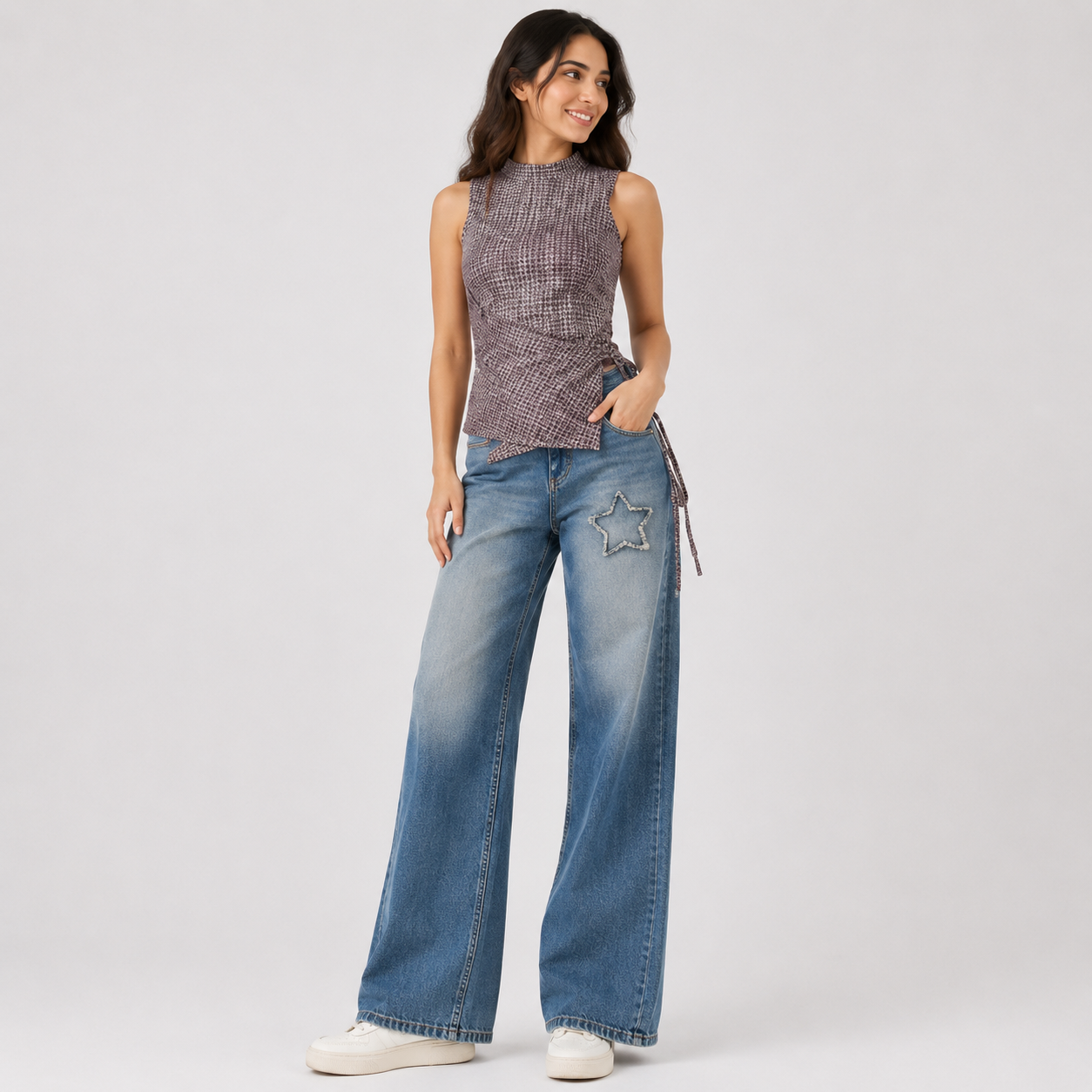 Women's Blue Mid-Rise Straight Fit Cotton Jeans