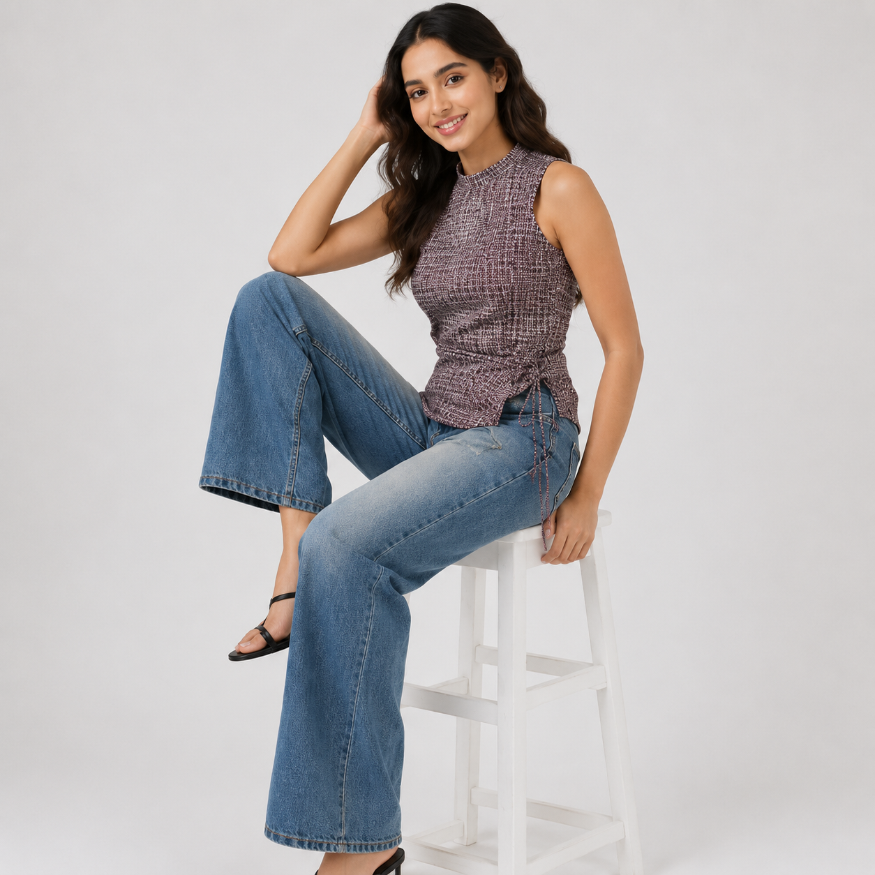 Women's Blue Mid-Rise Straight Fit Cotton Jeans